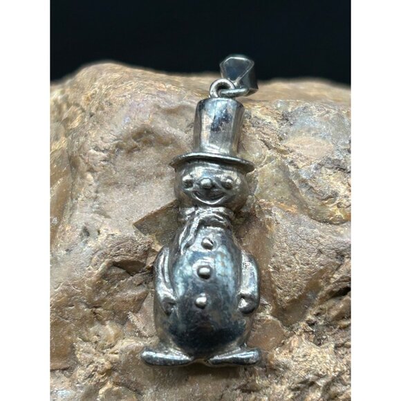 925 Snowman with Top Hat Pendant Singed TM-14 Mexico 2" 11gr - Picture 3 of 5